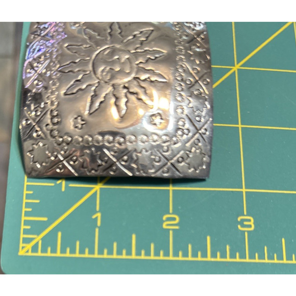 Sun and Stars Scarf Slide Stamped Metal Handmade India Western Boho Vintage - Picture 8 of 11
